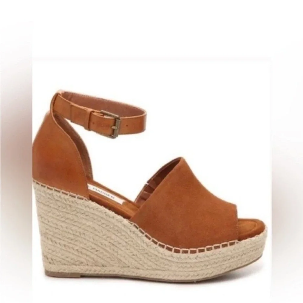Steve‎ Madden Bohemian Wedge Authentic Leather Espadrilles Size 10